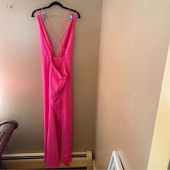 Superdown Lucinda Strappy Maxi Dress in Hot Pink strappy wedding party Revolve - Picture 11 of 12